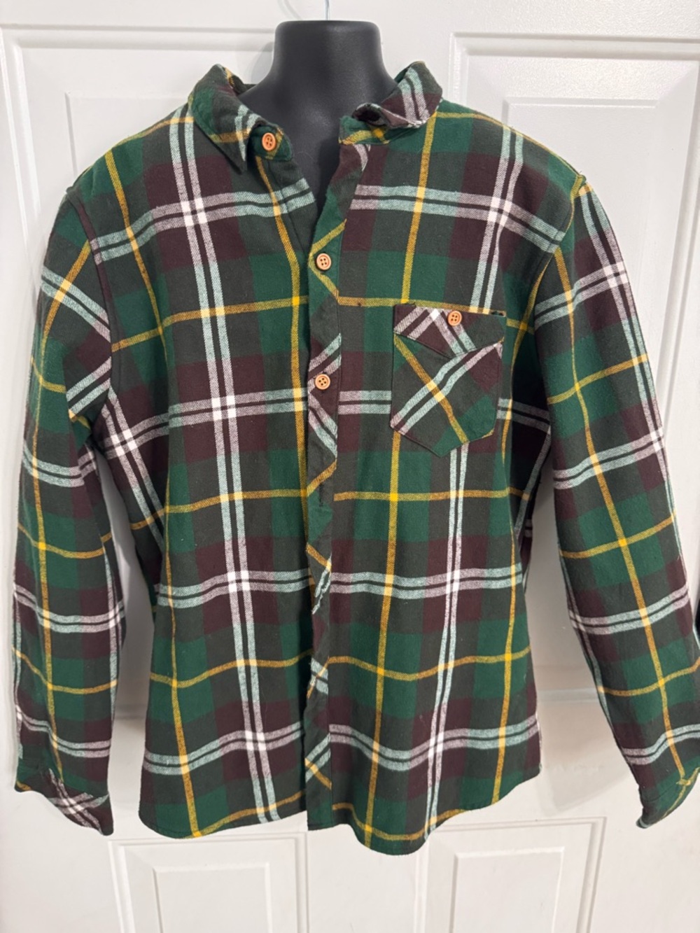 Men's SSLR Green Plaid Button-Up,fleece lining